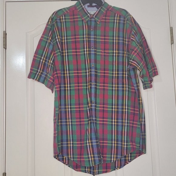 Vintage Brothers SERO Shirtmakers Red Plaid Combed Cotton Men's Shirt L/S Size L - Picture 2 of 8